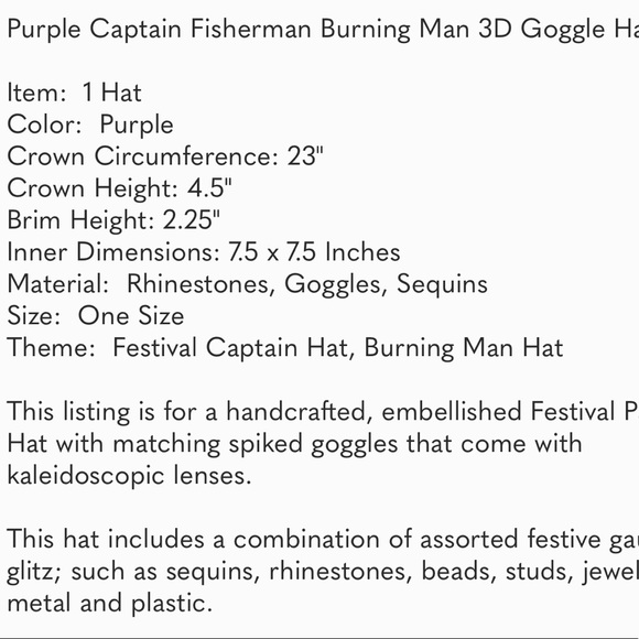 🔥 Burning Man Purple Sequin Hat with Googles - Picture 4 of 4